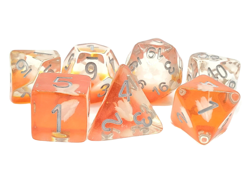 Old School 7 Piece DnD RPG Dice Set: Animal Kingdom - On Golden Swan)