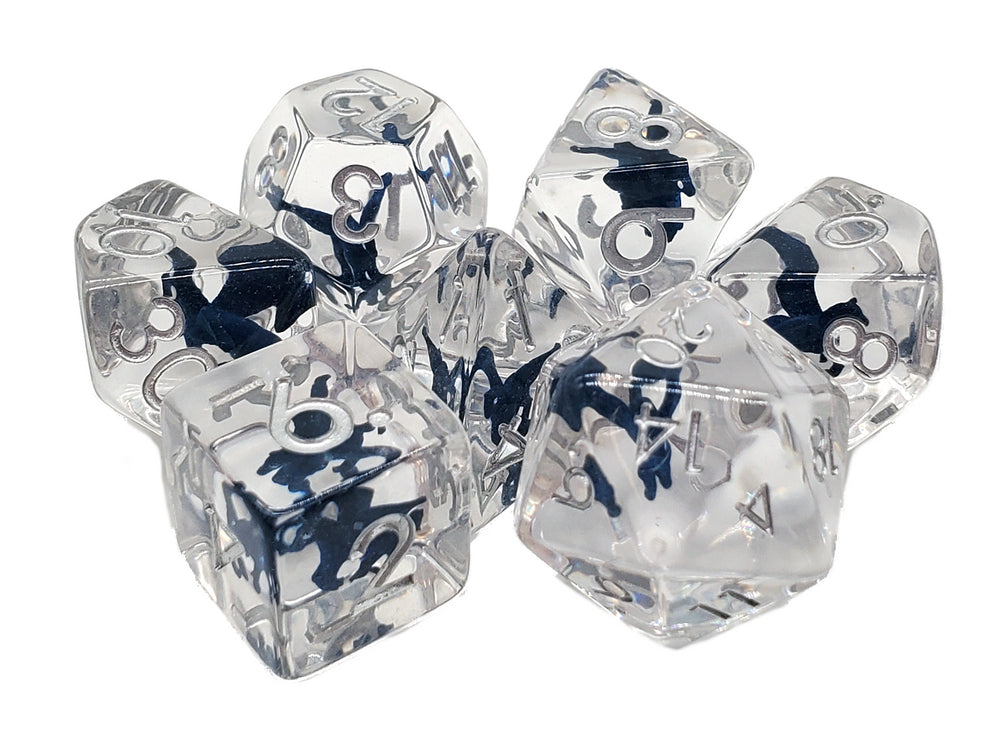 Old School 7 Piece DnD RPG Dice Set: Infused - Blue Pegasus