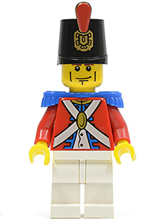 Lego, Minifigure, Pirates, Imperial Soldier II, Shako Hat Printed, Cheek Lines, PI087