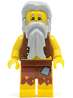 Lego, Minifigure, Pirates, Pirates II, Pirate Vest, Anchor Tattoo, Gray Beard, Gray Hair, Castaway, PI112