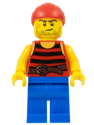 Lego, Minifigure, Pirates, Pirate 3 - Black and Red Stripes, Blue Legs, Scar, PI161