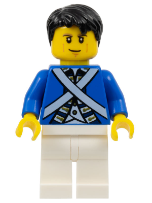 Lego, Minifigure, Pirates, Bluecoat Soldier 6 - Cheek Lines, Black Hair, pi174