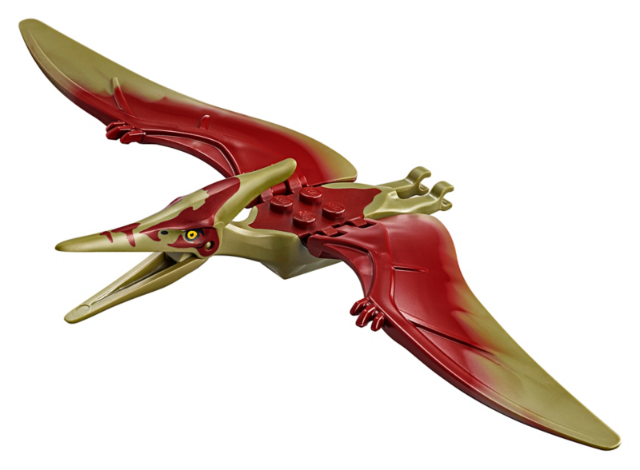 Lego, Set, Minifigure, Animal, Dinosaur Pteranodon with 4 Studs with Dark Red Back and Small Oval Nostrils, ptera05