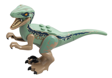 Lego, Minifigure, Dinosaur, Dinosaur Raptor / Velociraptor with Sand Green Back (Jurassic World Blue), RAPTOR09