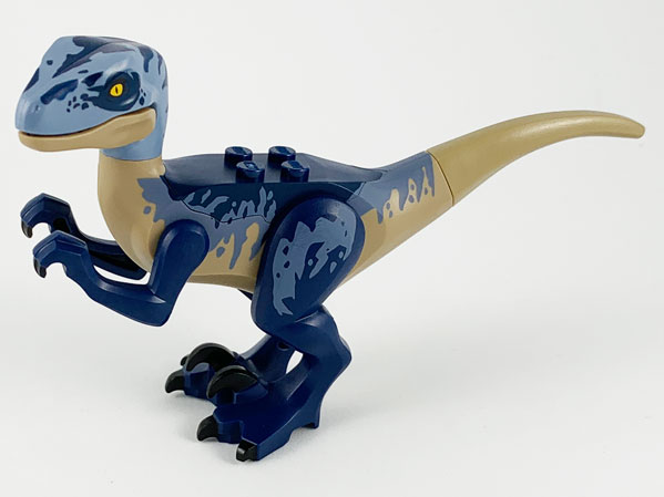 Lego, Minifigure, Dinosaur, Dinosaur Raptor / Velociraptor with Dark Blue and Sand Blue Markings, Dark Blue Eye Patch, raptor13