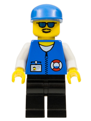 Lego, Minifigure, Town, Town Jr., Coast Guard City Center, White Collar & Arms, Black Legs, Blue Cap, Sunglasses, RES008