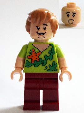 Lego, Minifigure, Scooby-Doo, Shaggy Rogers, Seaweed and Starfish Shirt, SCD012