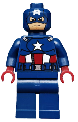 Lego, Minifigure, Avengers, Captain America - Dark Blue Suit, Dark Red Hands, Mask, SH0014