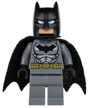 Lego, Minifigure, Super Heroes, Justice League, Batman - Dark Bluish Gray Suit, Gold Belt, Black Hands, Spongy Cape, SH0151