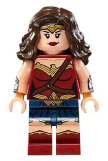 Lego, Minifigure, Super Heroes, Wonder Woman - Dark Red Torso, Dark Blue Skirt, sh0221