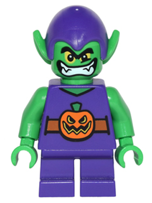 Lego, Minifigure, Super Heroes, Green Goblin - Bright Green Skin, Dark Purple Outfit, Short Legs, SH0249