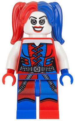 Lego, Minifigure, Super Heroes, Batman II, Harley Quinn - Blue and Red Hands and Pigtails SH0260