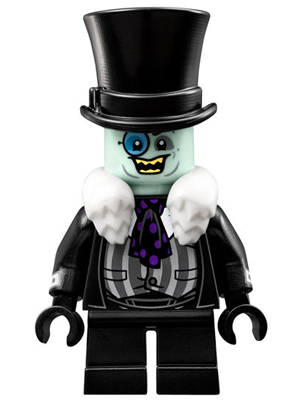 Lego, Minifigure, Super Heroes, The LEGO Batman Movie, The Penguin - White Fur Collar, Black Suit, Smile, SH0314
