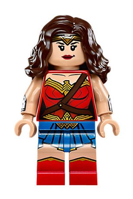 Lego, Minifigure, Super Heroes, Wonder Woman, Wonder Woman - Red Torso, Blue Skirt, sh0393