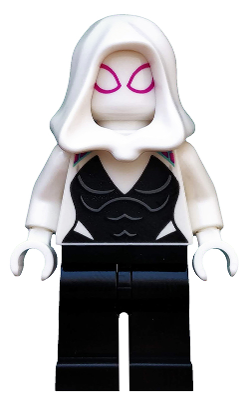 Lego, Minifigure, Super Heroes, Spider-Man, Ghost-Spider / Spider-Gwen (Gwen Stacy) - Black Legs, White Hood, SH0543