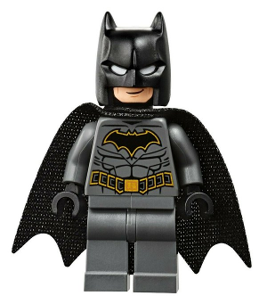 Lego, Minifigure, Super Heroes, Batman II, Batman - Dark Bluish Gray Suit with Gold Outline Belt and Crest, Mask and Cape (Type 3 Cowl, Teardrop Neck Cut Spongy Cape), sh0589