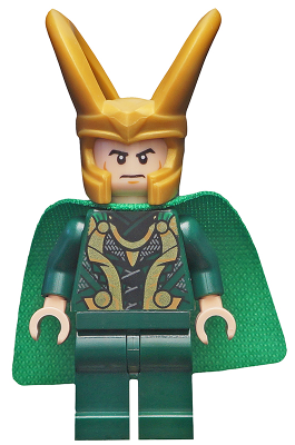 Lego, Minifigure, Avengers, Loki - Spongy Cape (Juniors), Dark Green Legs, SH0644