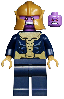 Lego, Minifigure, Super Heroes, Avengers, Thanos - Dark Blue Legs Plain, Dark Blue Arms, Pearl Gold Helmet, Sh0696