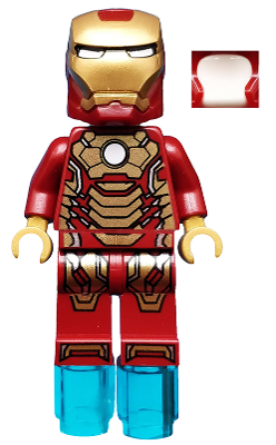 Lego, Minifigure, Super Heroes, Iron Man 3, Iron Man - Mark 42 Armor, White Head, Foot Repulsors, sh072a