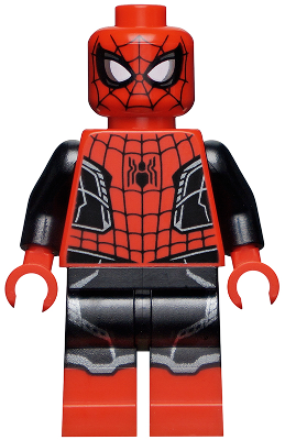 Lego, Minifigure, Super Heroes, Spider-Man No Way Home, Spider-Man - Black and Red Suit, Small Black Spider, Silver Trim (Upgraded Suit), sh0782