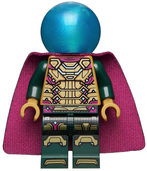 Lego, Minifigure, Super Heroes, Spider-Man No Way Home, Mysterio - Magenta Trim, Dark Azure Head, Satin Trans-Light Blue Helmet, Single Hole Cape, sh0783