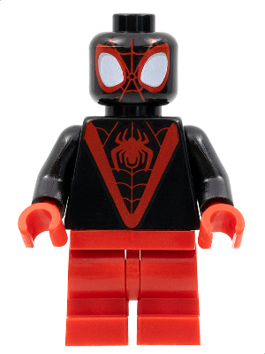 Lego, Minifigure, Spider-Man, Spider-Man (Miles 'Spin' Morales) - Red Medium Legs, Red Spider Logo, SH0800