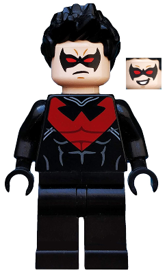 Lego, Minifigure,  Super Heroes, Batman II, Nightwing, Red Eye Holes and Chest Symbol, SH0085