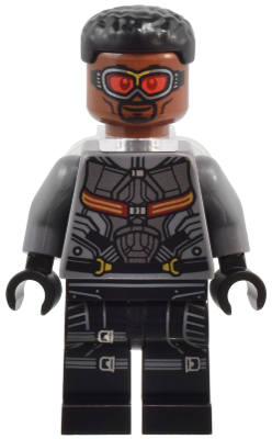 Lego, Minifigure, Super Heroes, The Infinity Saga, Falcon - Dark Bluish Gray and Black Suit, Printed Legs, with Wings, SH0929a
