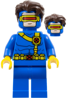 Lego, Minifigure, Super Heroes, Cyclops - Blue Outfit, Yellow Belts, Plain Legs, SH0941