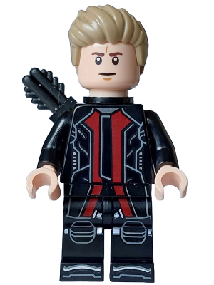 Lego, Minifigure, Marvel, Avengers Infinity Saga, Hawkeye - Black and Dark Red Suit, Dark Tan Hair, Quiver, Silver Boot Tips, SH0969