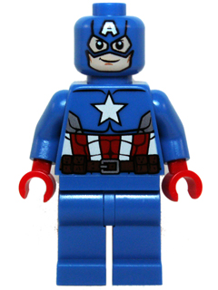 Lego, Minifigure, Captain America, Blue Suit, Brown Belt, with Shield,  SH106