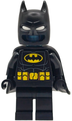 Lego, Minifigure, Super Heroes, Batman II, Batman Batsuit - Black with Yellow Belt with Medium Nougat Details, Cowl with White Eyes, Flexible Rubber Cape, Trans-Light Blue Head, SH1115