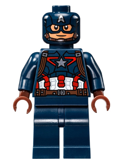 Lego, Minifigure, Super Heroes, Avengers, Captain America, Dark Blue Suit, Reddish Brown Hands, Mask, SH177