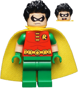 Lego, Minifigure, Super Heroes, Batman II, Robin, Molded Short Sleeves, Spiky Hair, SH200