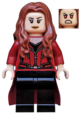 Lego, Minifigure, Super Heroes, Captain America Civil War, The Scarlet Witch, Wanda Maximoff, Plain Black Legs, Reddish Brown Hair, Dark Red Cloth Skirt, SH256