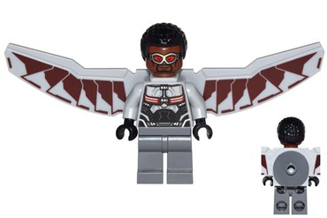 Lego, Minifigure, Super Heroes, Captain America Civil War, Falcon, Light Bluish Gray and Dark Red Wings, SH261