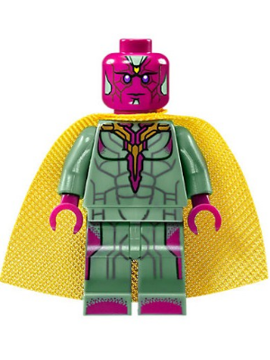 Lego, Minifigure, Super Heroes, Avengers Infinity War, Vision, Sand Green, Yellow Spot on Forehead, SH303
