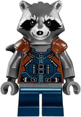 Lego, Minifigure, Super Heroes, Guardians of the Galaxy, Rocket Raccoon, Dark Blue and Reddish Brown Outfit, Dark Bluish Gray Head, SH384