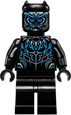 Lego, Minifigure, Super Heroes, Black Panther, Claw Necklace, Metallic Light Blue Highlights,SH478