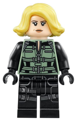 Lego, Minifigure, Super Heroes, Avengers Infinity War, Black Widow, Black Jumpsuit, Bright Light Yellow Short Hair, Printed Legs, SH0494