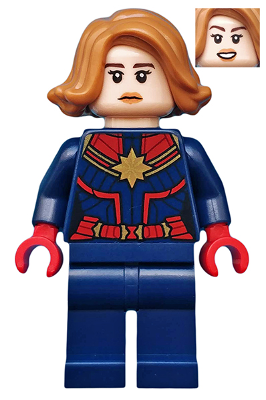 Lego, Minifigure, Super Heroes, Captain Marvel (Carol Danvers), Medium Nougat Hair, sh0555