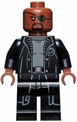 Lego, Minifigure, Super Heroes, Spiderman, Far From Home, Nick Fury, Gray Sweater and Black Trench Coat, Shirt Tail sh585a