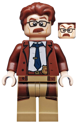 Lego, Minifigure, Batman II, Commissioner Gordon, Reddish Brown Hair and Coat, SH591