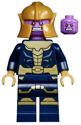 Lego, Minifigure, Super Heroes, Avengers, Thanos - Dark Blue Legs Printed, Dark Blue Arms, Pearl Gold Helmet, SH613