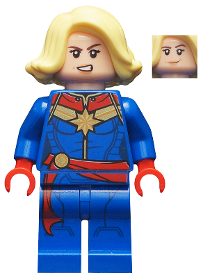 Lego, Minifigure, Avengers, Captain Marvel - Bright Light Yellow Hair, SH639
