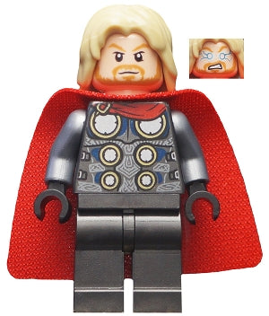 Lego, Minifigure, Avengers, Thor, Spongy Cape with single hole, Pearl Dark Gray Legs, Lighting Head, SH645