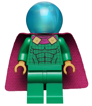 Lego, Minifigure, Super Heroes, Spider-Man, Mysterio, Light Bluish Gray Head, Satin Trans-Light Blue Helmet, Single Hole Cape, SH681