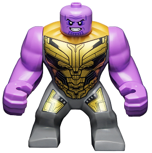 Lego Minifigure, Super Heroes, The Infinity Saga, Thanos - Large Figure, Medium Lavender Arms Plain, Dark Bluish Gray Outfit with Gold Armor, Smile, SH733