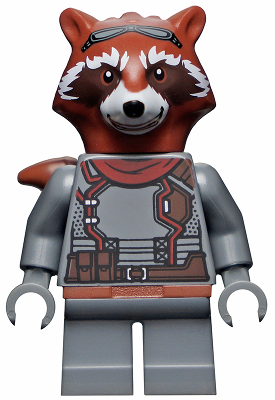 Lego, Minifigure, Super Heroes, The Infinity Saga, Rocket Raccoon, Dark Bluish Gray Outfit, Reddish Brown Head, sh742