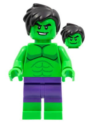 Lego, Minifigure, Super Heroes, Spidey and his Amazing Friends, Hulk, Dark Purple Pants, Short Tousled Hair, SH798